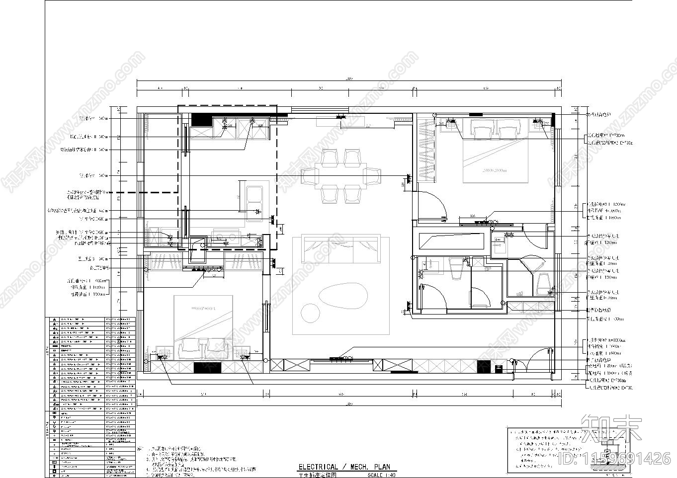 110m²公寓cad施工图下载【ID:1159691426】