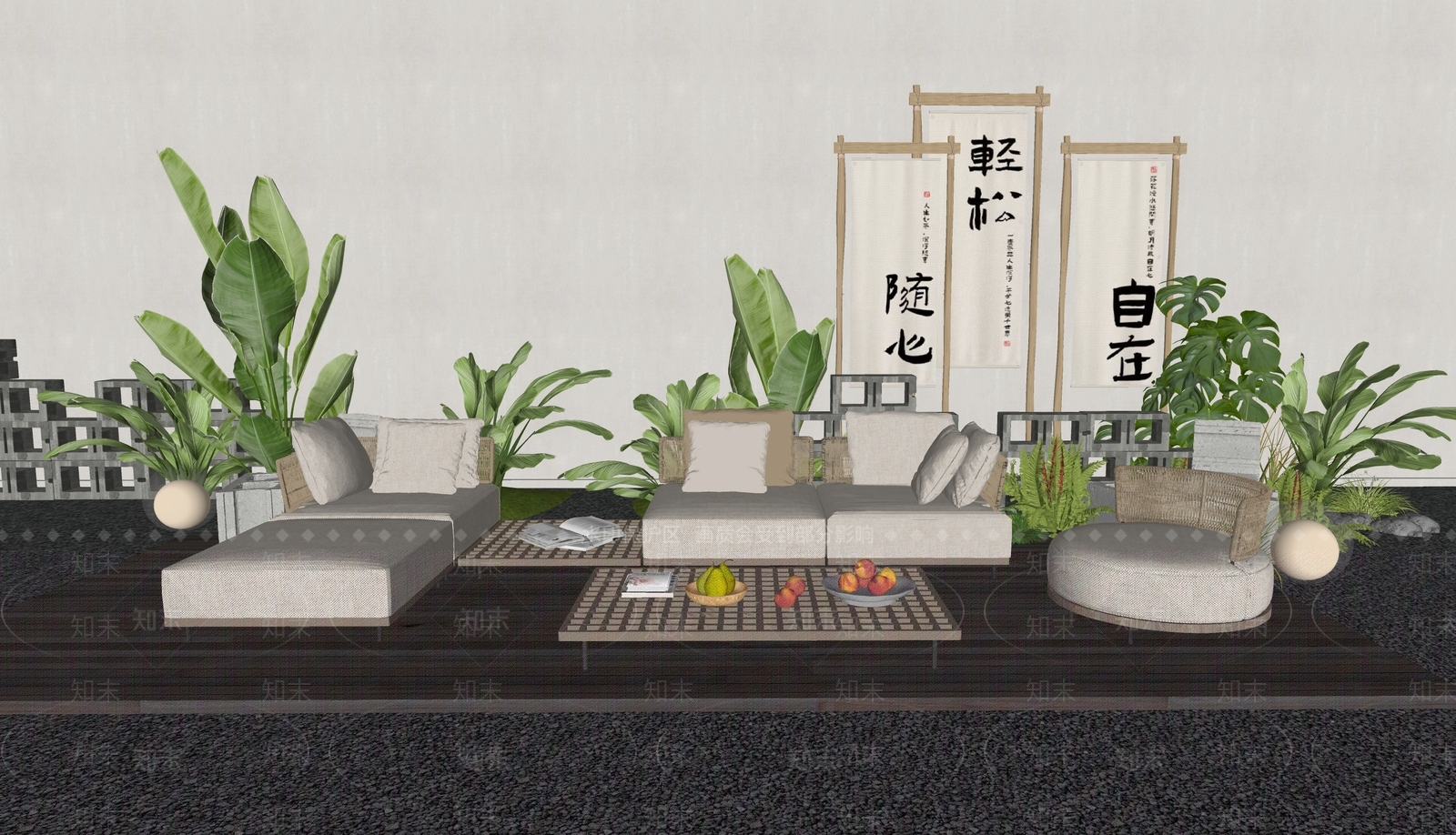 现代户外沙发SU模型下载【ID:1159693572】