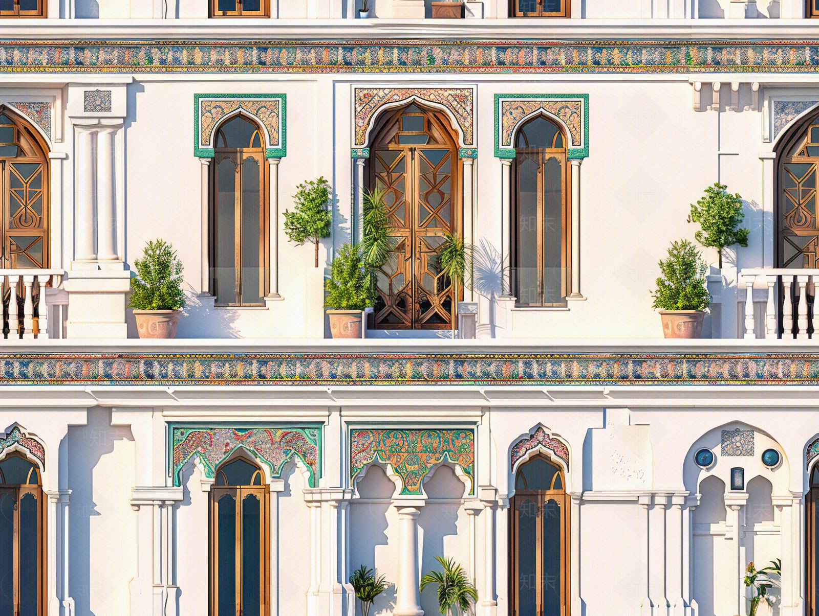 无缝地中海住宅建筑外立面贴图下载【ID:1159693505】