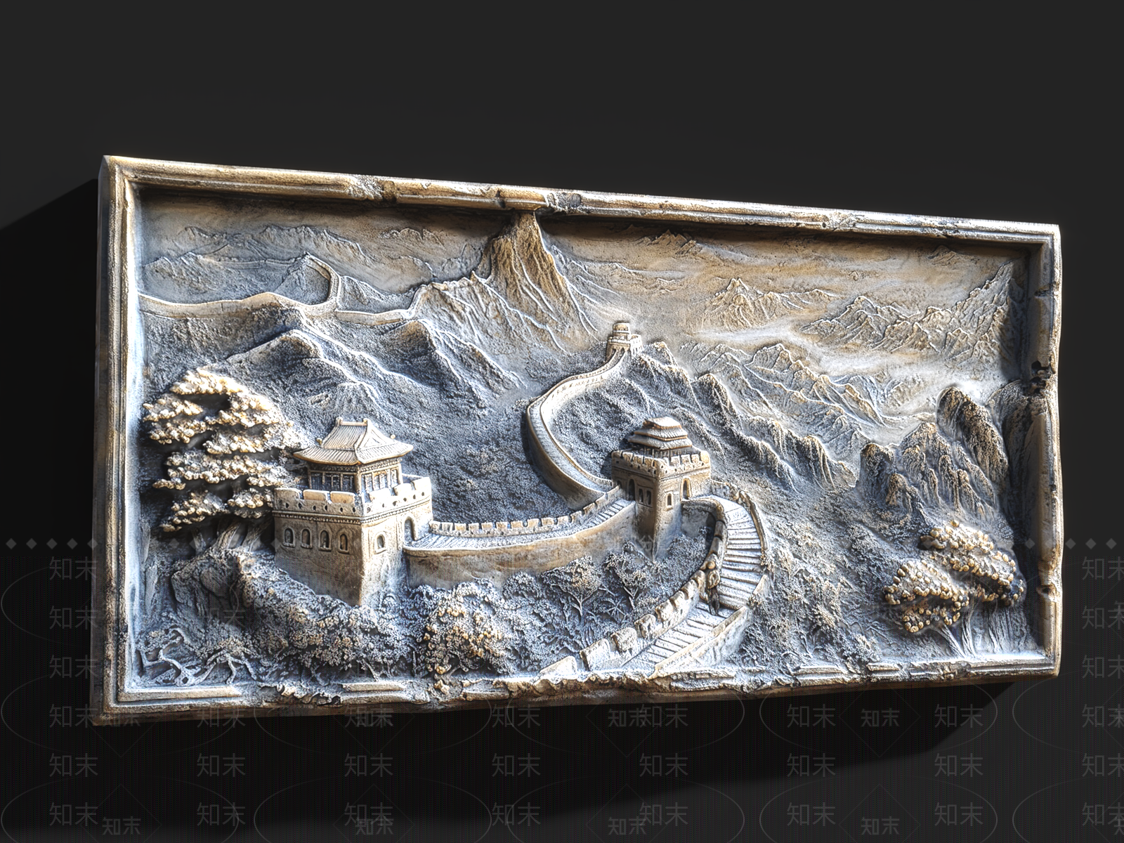 雕花3D模型渲染效果图