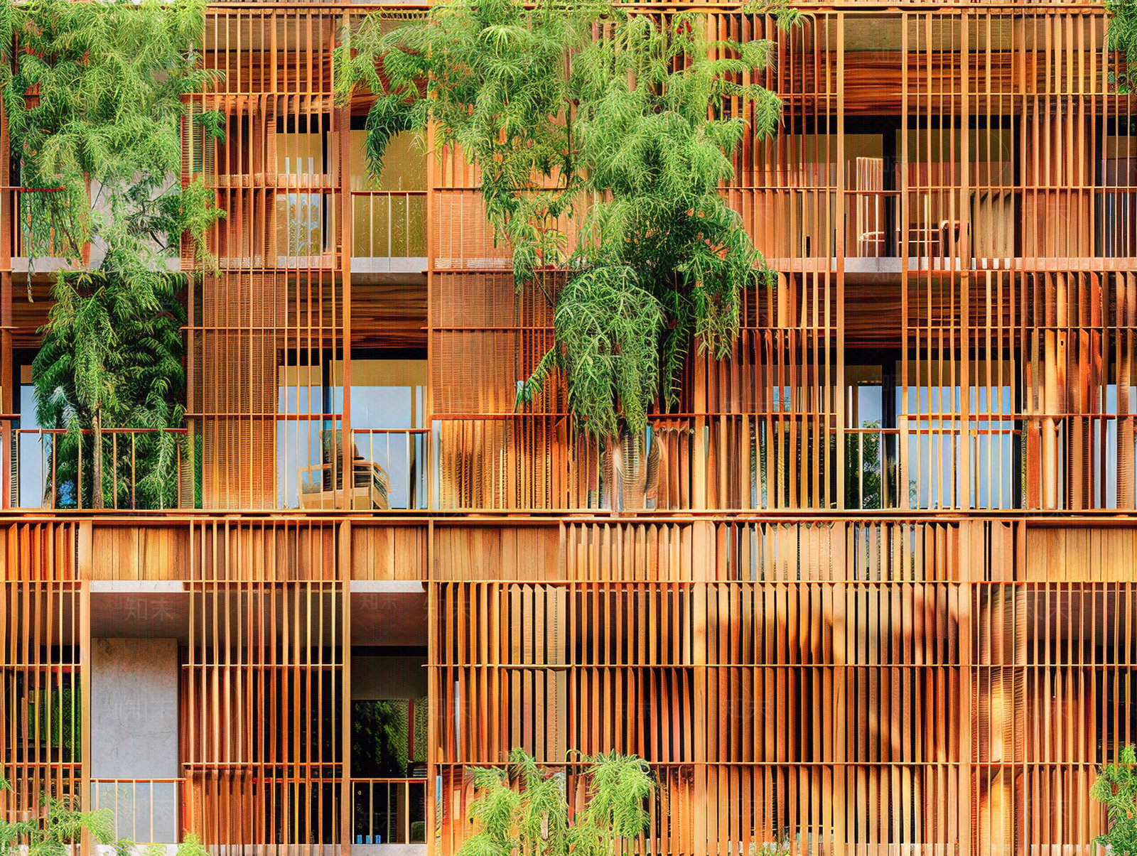 无缝生态遮阳建筑外立面贴图下载【ID:1159695826】