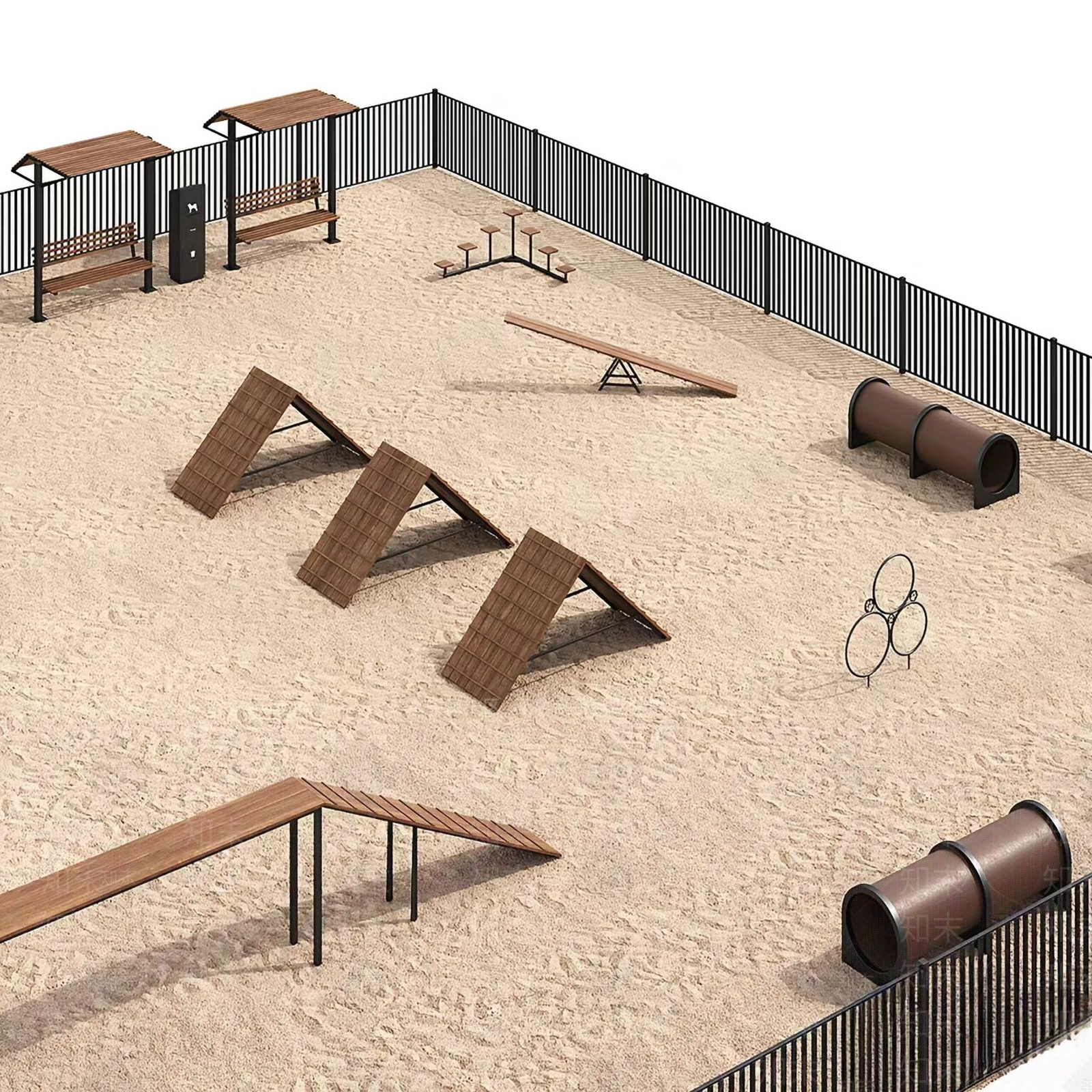 现代遛狗公园3D模型下载【ID:1159698171】