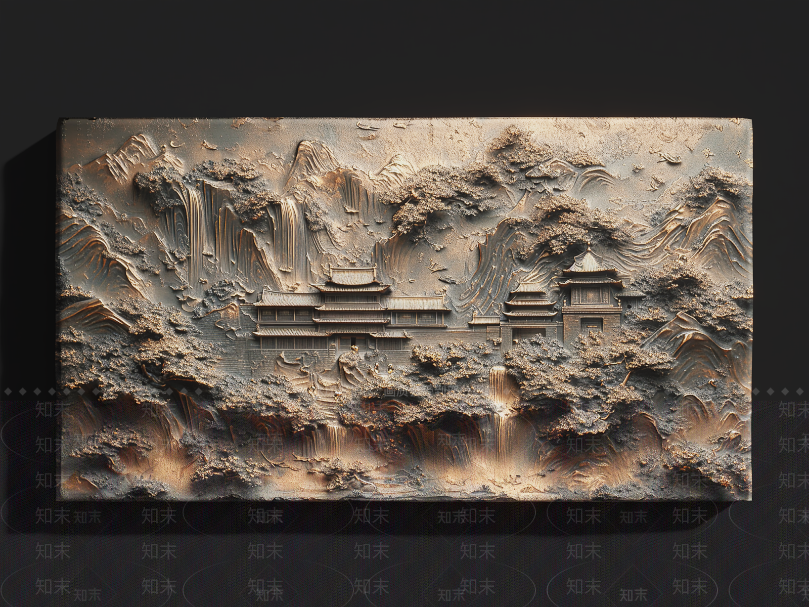 新中式浮雕壁画3D模型下载【ID:1159698397】