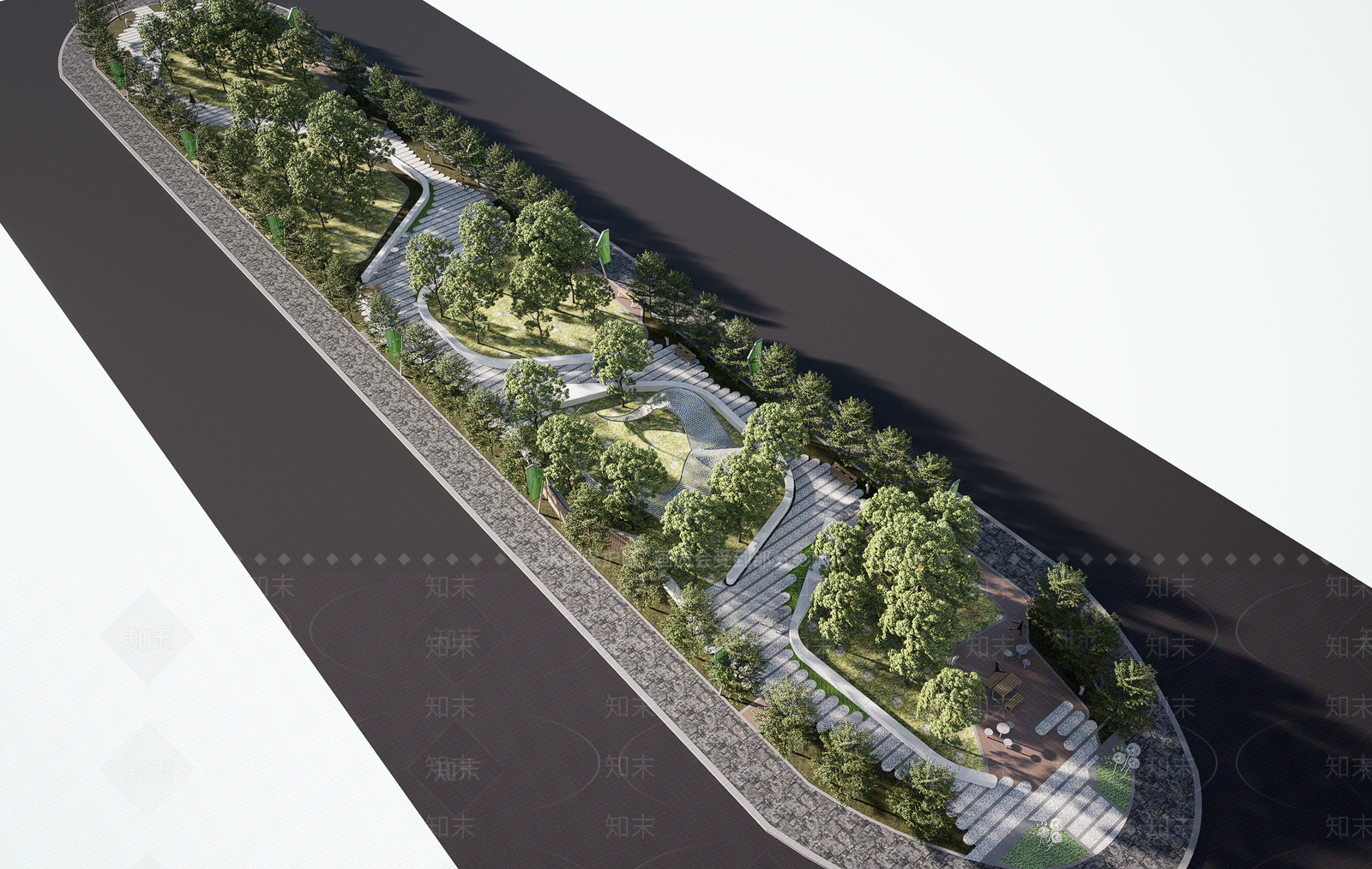 现代带状景观公园SU模型下载【ID:1159698800】