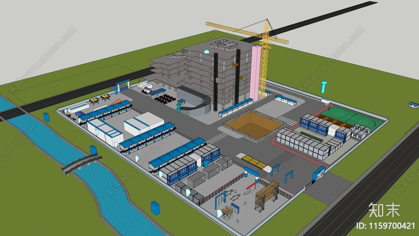 现代施工现场SU模型下载【ID:1159700421】