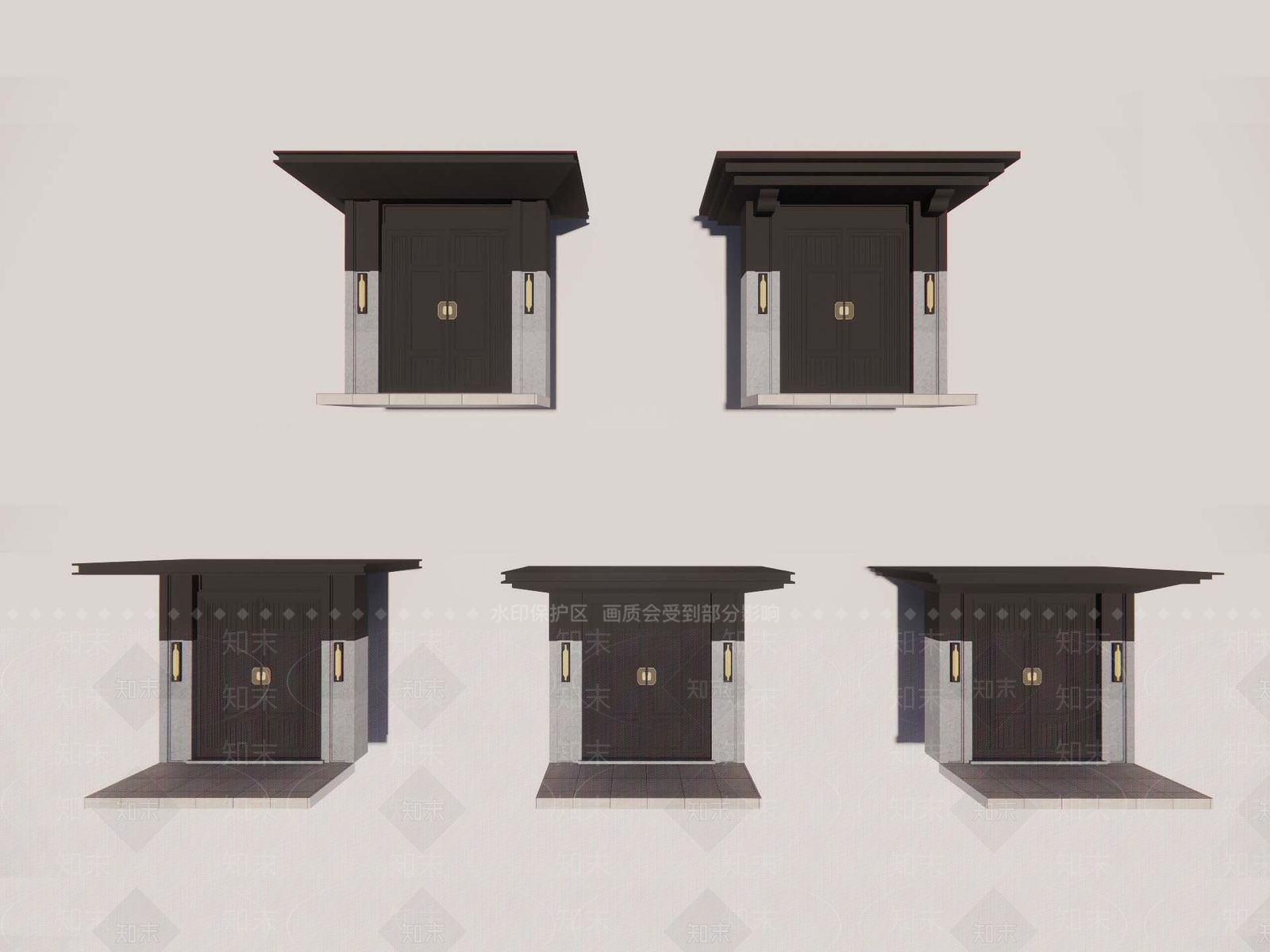 现代庭院大门入户大门SU模型下载【ID:1159700695】