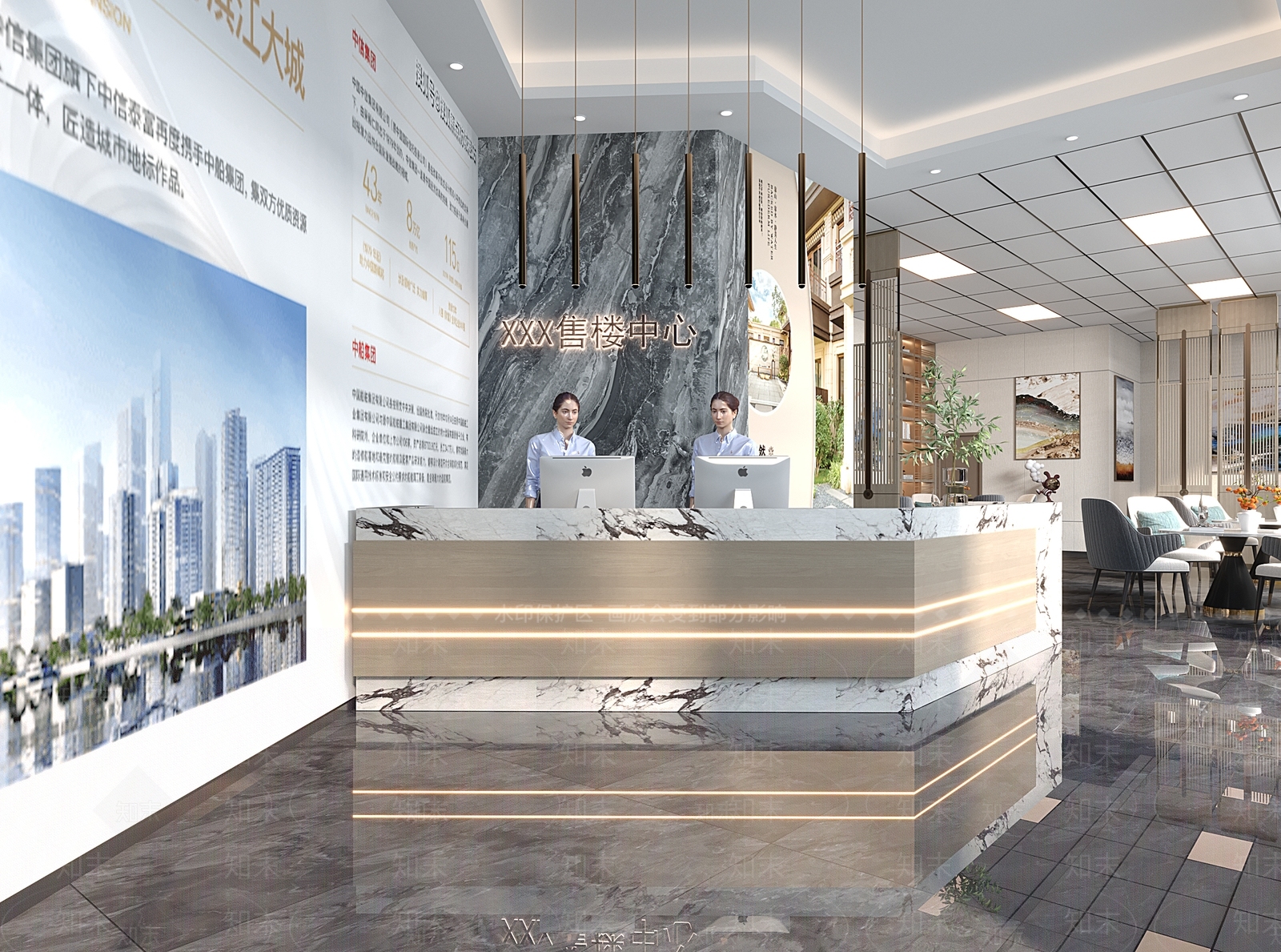 现代轻奢售楼部3D模型下载【ID:1159709759】