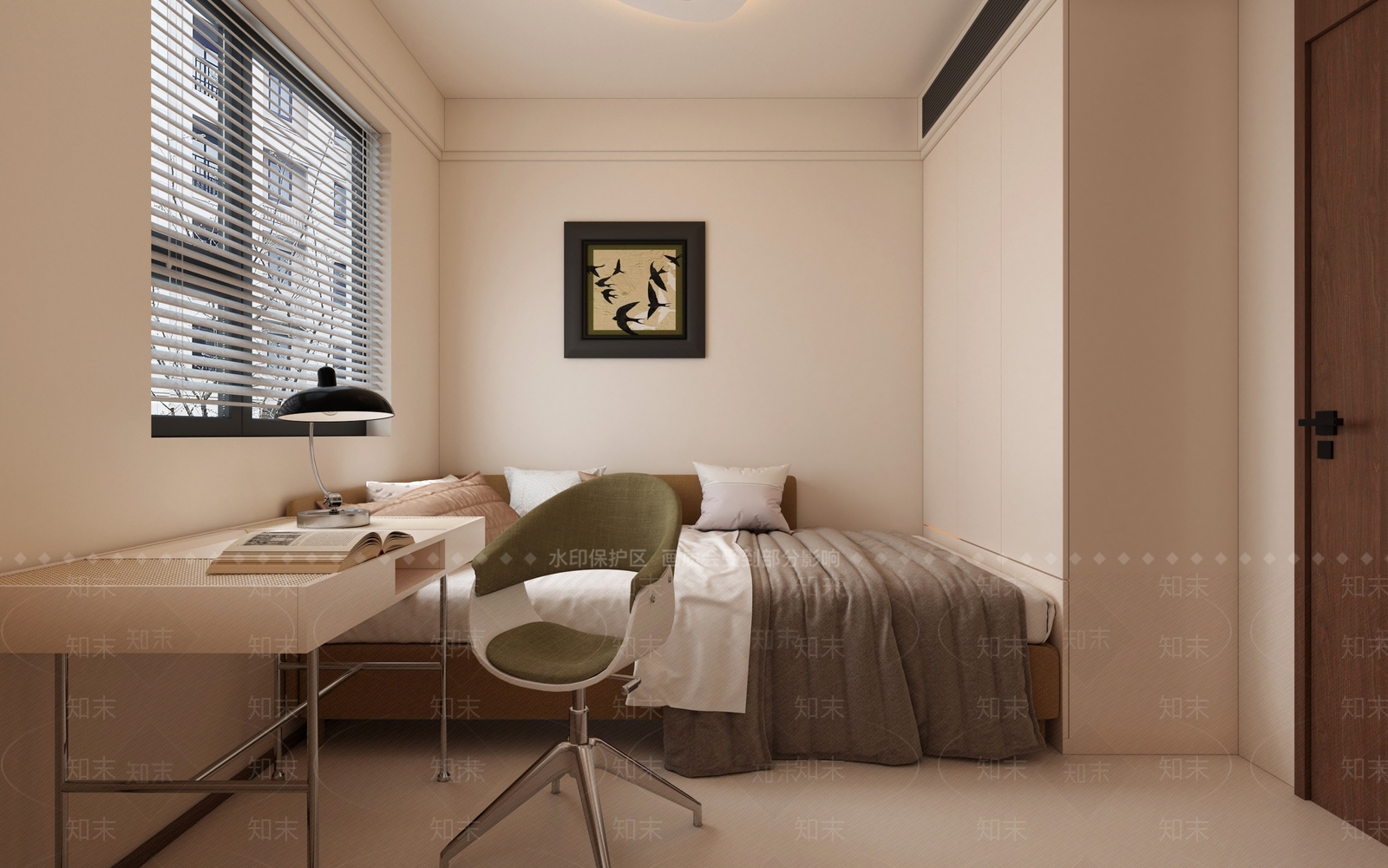 现代中古家居卧室书桌挂画3D模型下载【ID:1159702507】