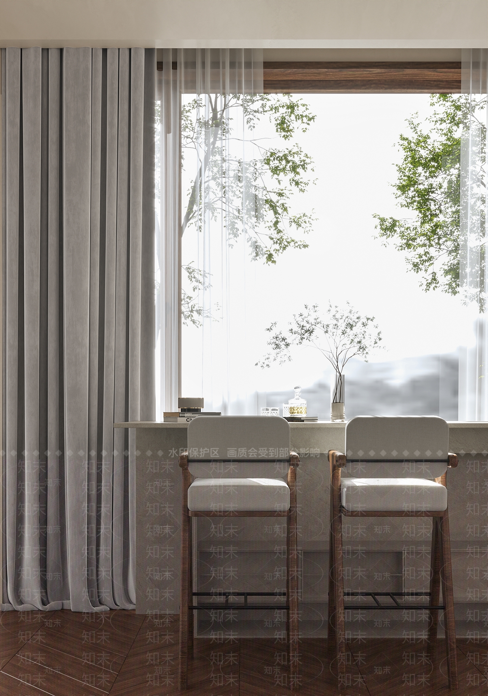 现代水吧台诧寂落地灯3D模型下载【ID:1159713713】