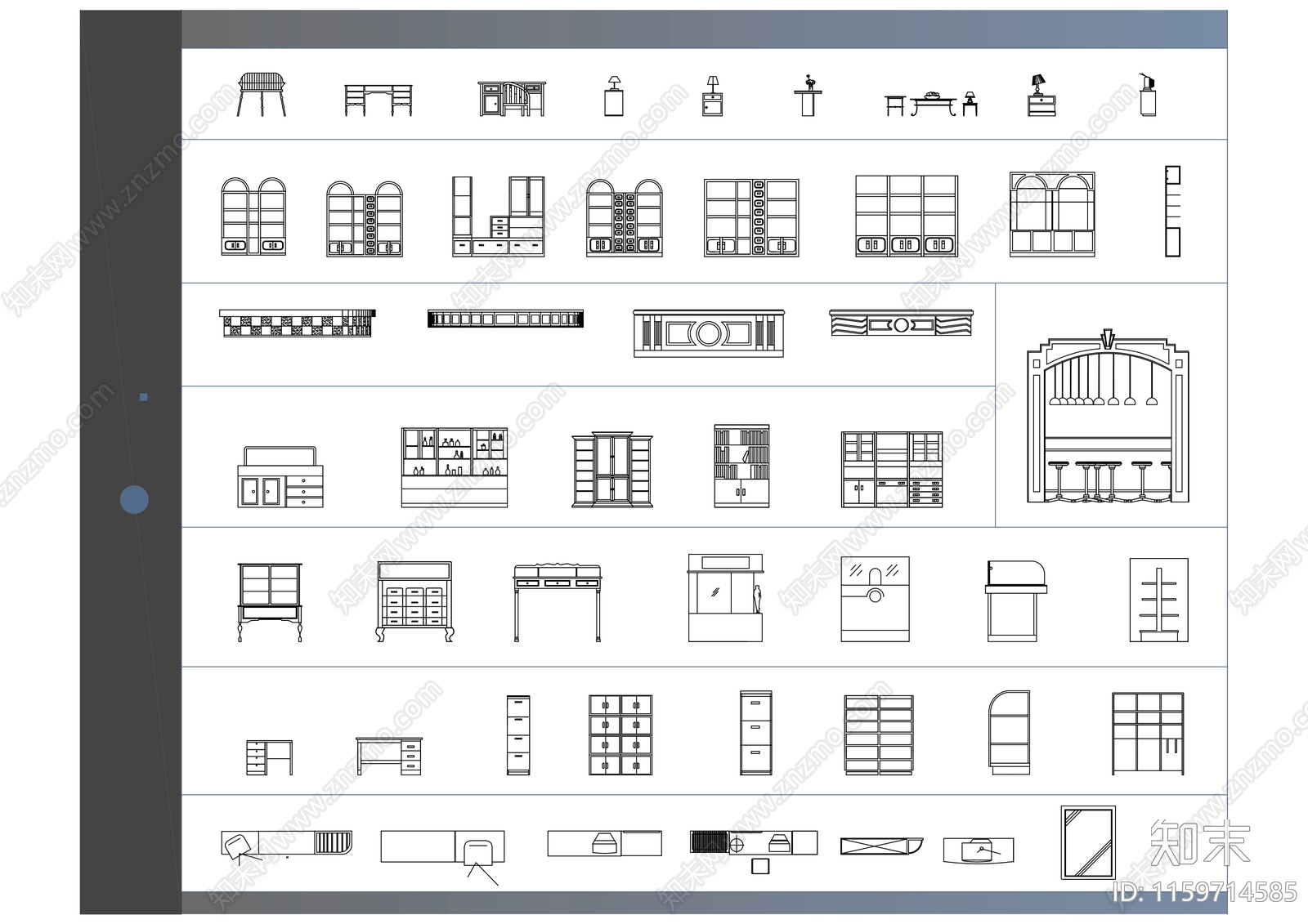柜体家具模块立面图施工图下载【ID:1159714585】