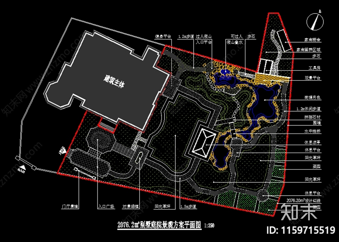 别墅庭院景观平面布置图施工图下载【ID:1159715519】