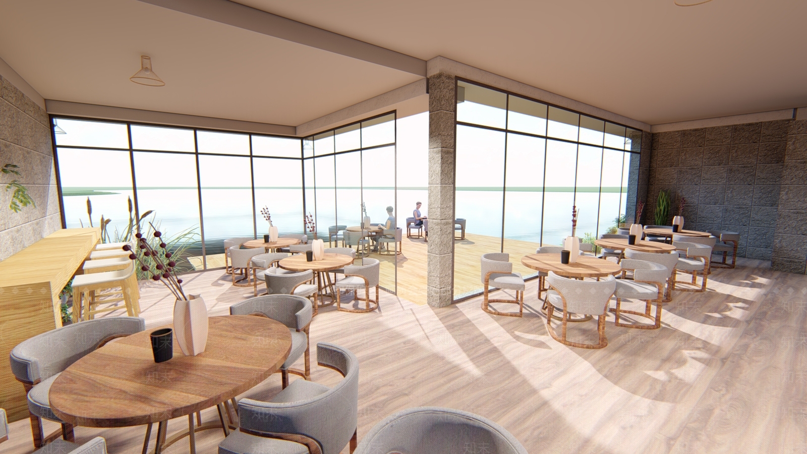 现代风格茶室设计SU模型下载【ID:1159715862】