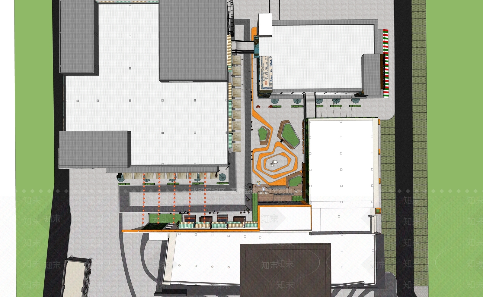 现代岭南风情创意园SU模型下载【ID:1159718627】