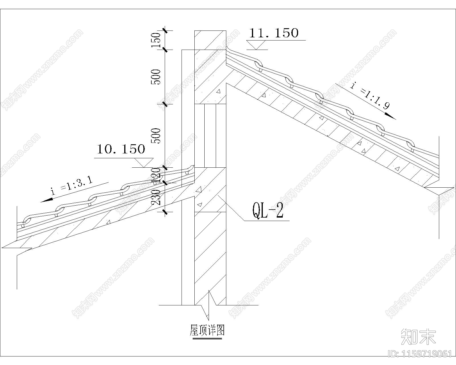 坡屋顶3cad施工图下载【ID:1159719061】