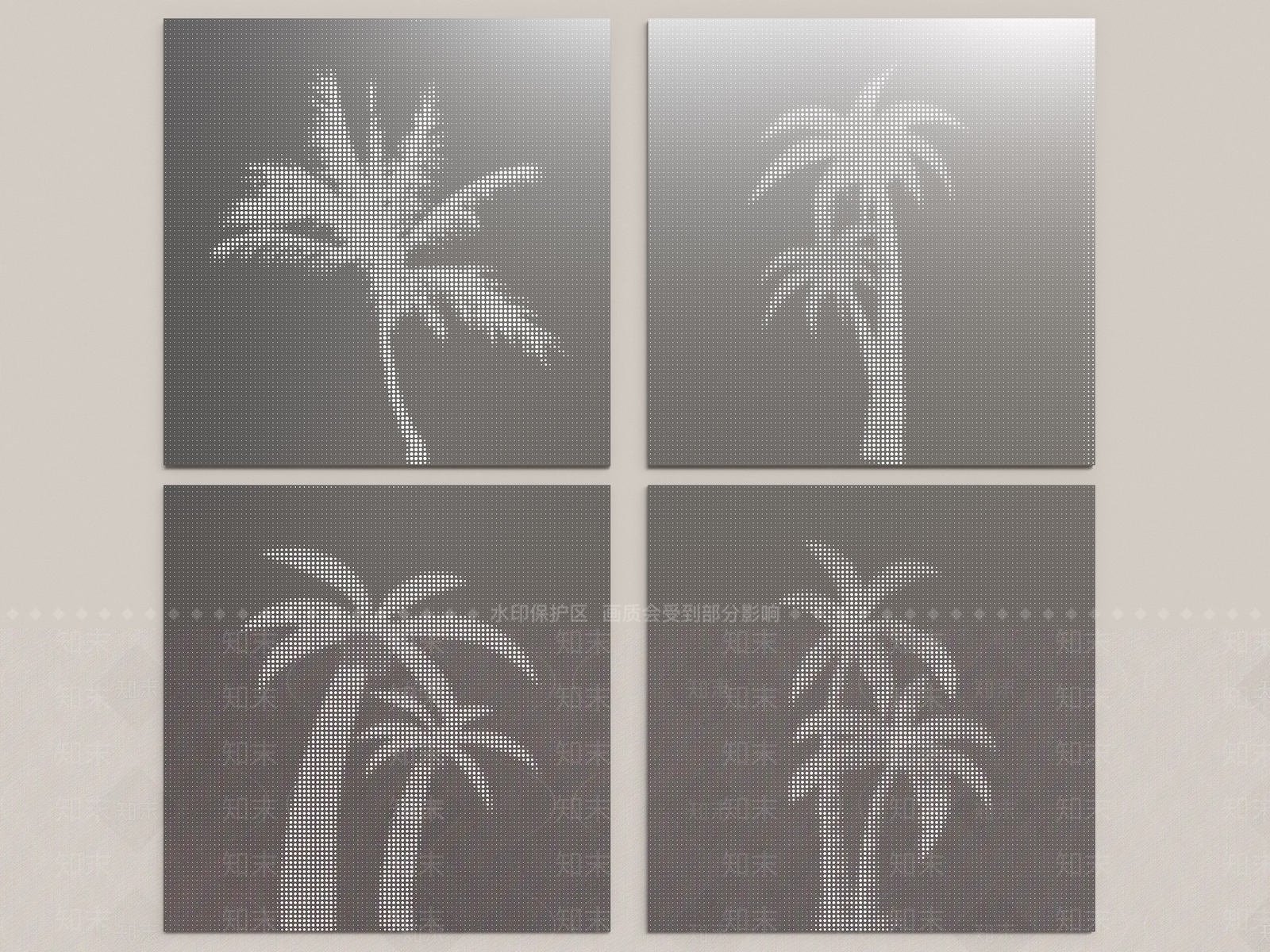 现代椰子树发光板3D模型下载【ID:1159720172】