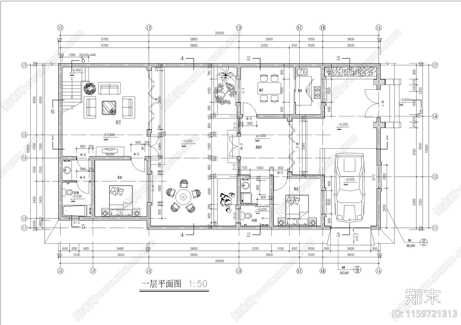 四合院建筑图cad施工图下载【ID:1159721313】