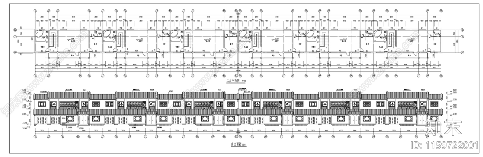 经典现代四合院建筑cad施工图下载【ID:1159722001】