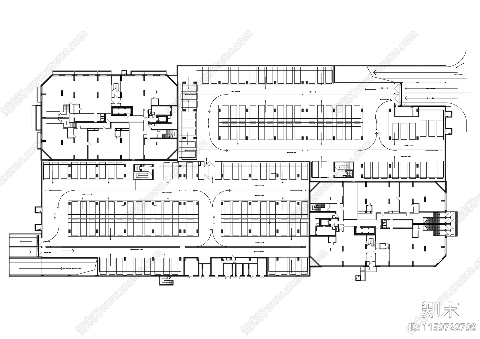 地下车库停车场平面图施工图下载【ID:1159722799】