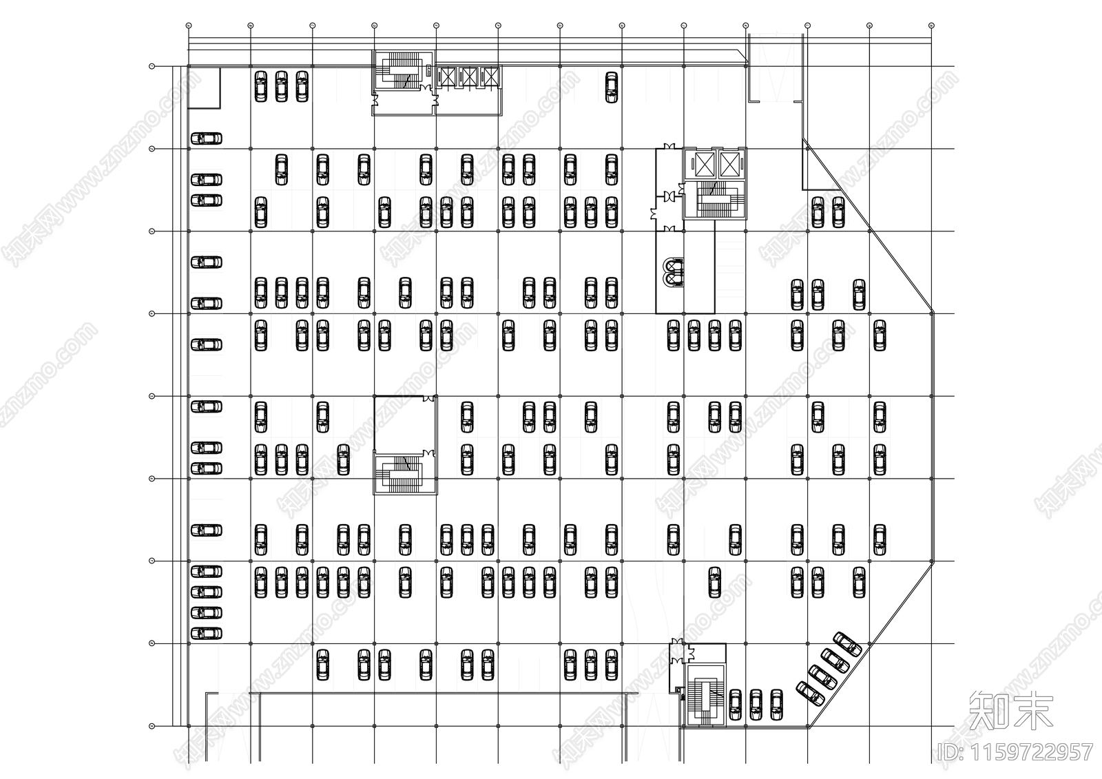 露天停车场平面图设计cad施工图下载【ID:1159722957】