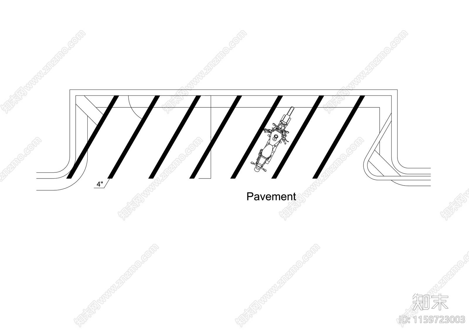 摩托车停车场平面图cad施工图下载【ID:1159723003】