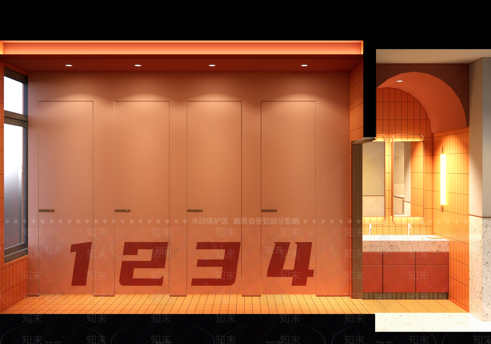 现代餐饮店公共卫生间SU模型下载【ID:1159724305】