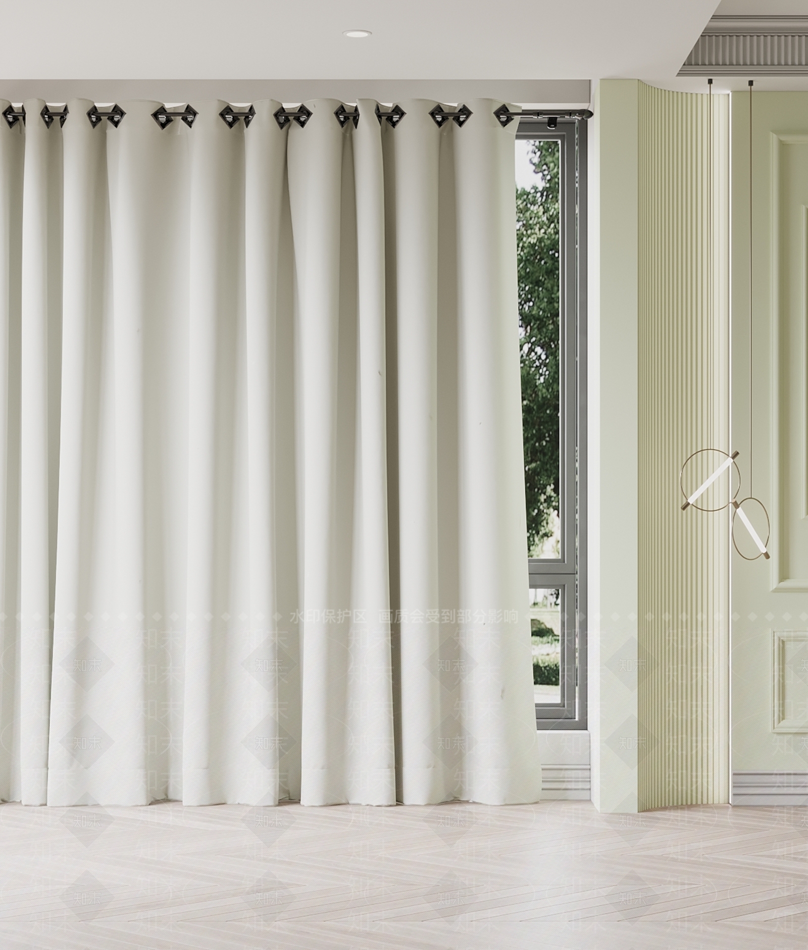 北欧窗帘3D模型下载【ID:1159728685】