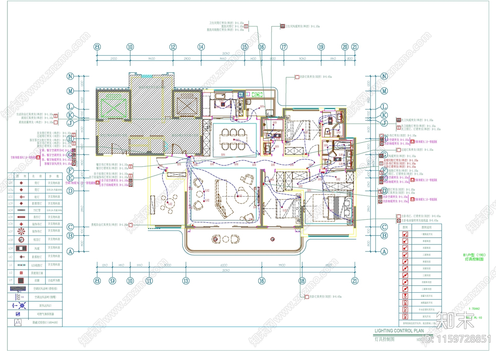 190㎡现代风格大平层全套装cad施工图下载【ID:1159728851】