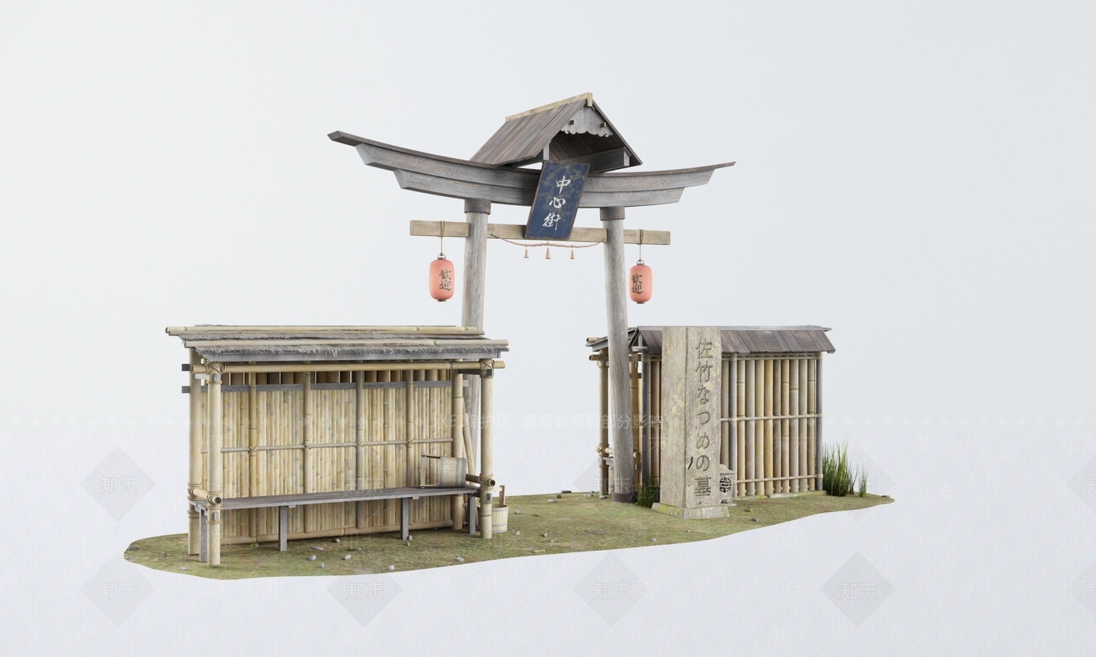 日式墓园入口3D模型下载【ID:1159736338】