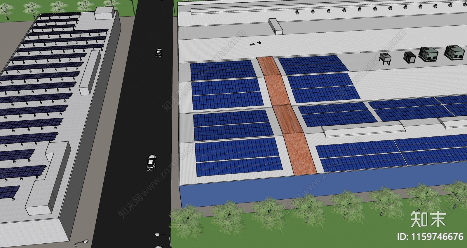 现代光伏厂房SU模型下载【ID:1159746676】