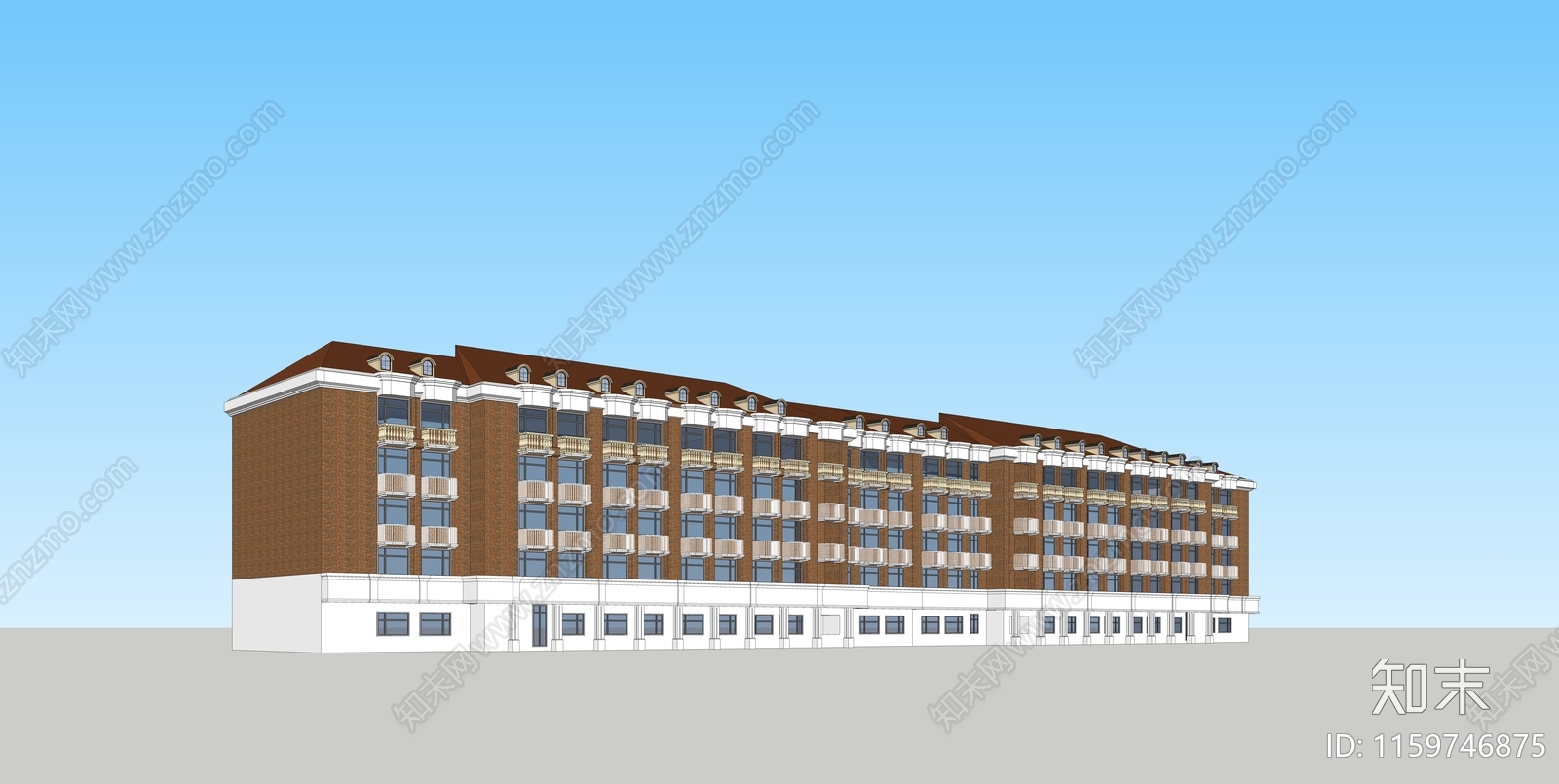 欧式红砖住宅SU模型下载【ID:1159746875】