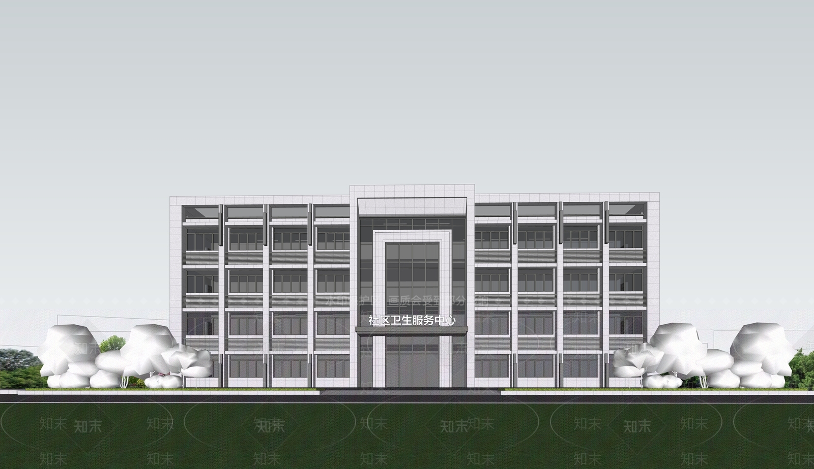 现代政府医疗建筑SU模型下载【ID:1159747778】