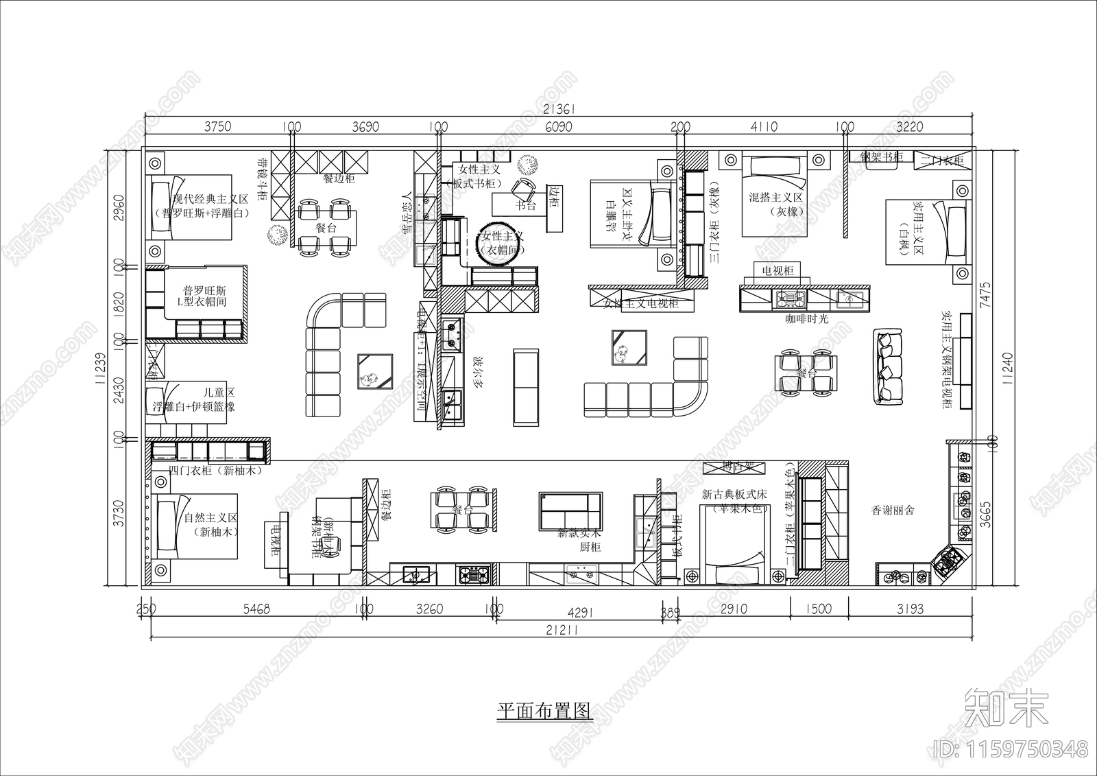 200㎡欧式家具专卖店平面布置图施工图下载【ID:1159750348】