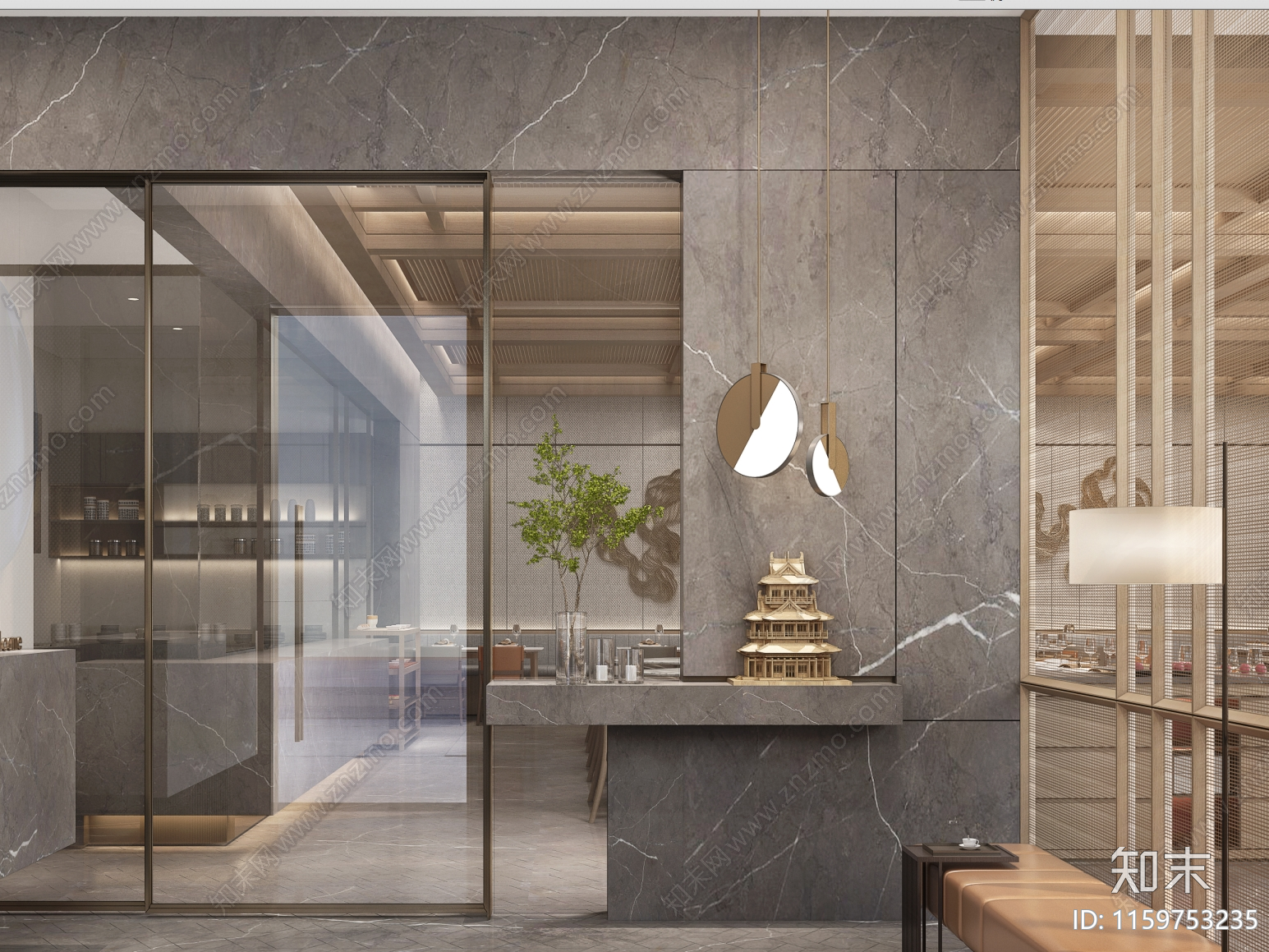 现代餐厅入口玄关背景墙墙身节点图施工图下载【ID:1159753235】