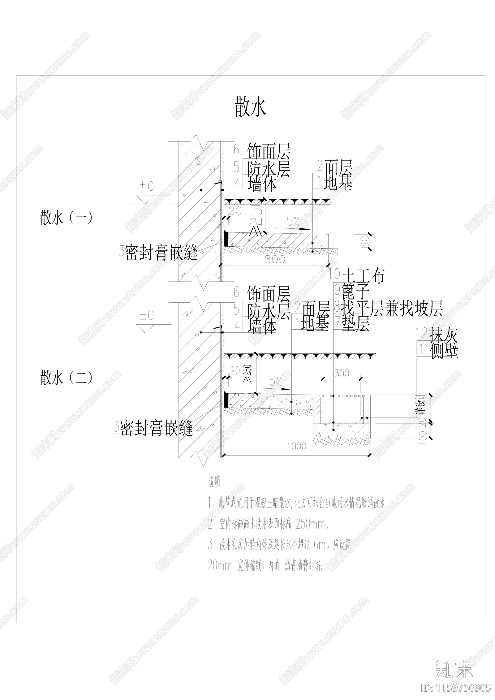 散水做法详图施工图下载【ID:1159756905】