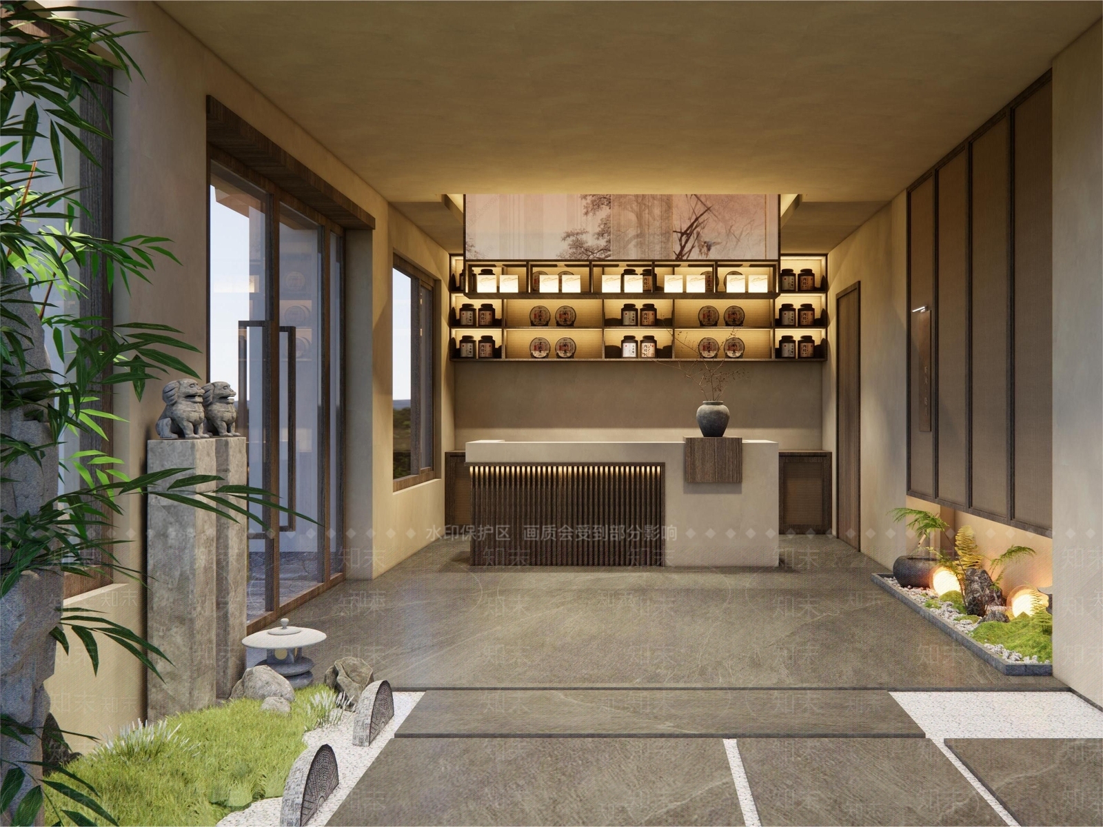 新中式茶馆前台3D模型下载【ID:1159757468】