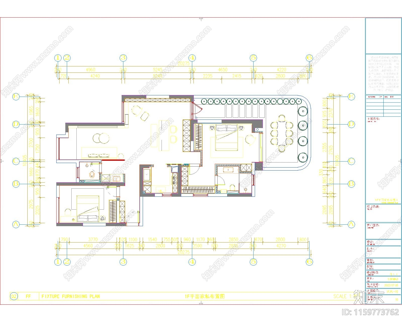现代风格家装完cad施工图下载【ID:1159773762】