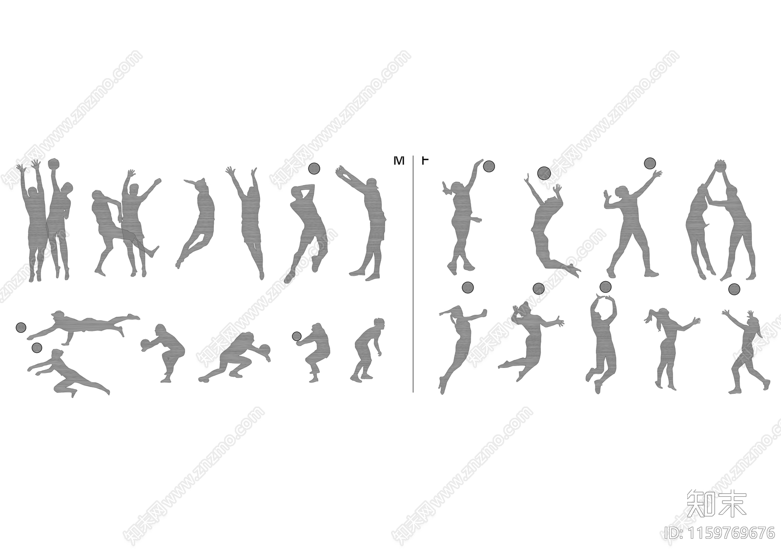排球运动员各类打球姿势图合集施工图下载【ID:1159769676】
