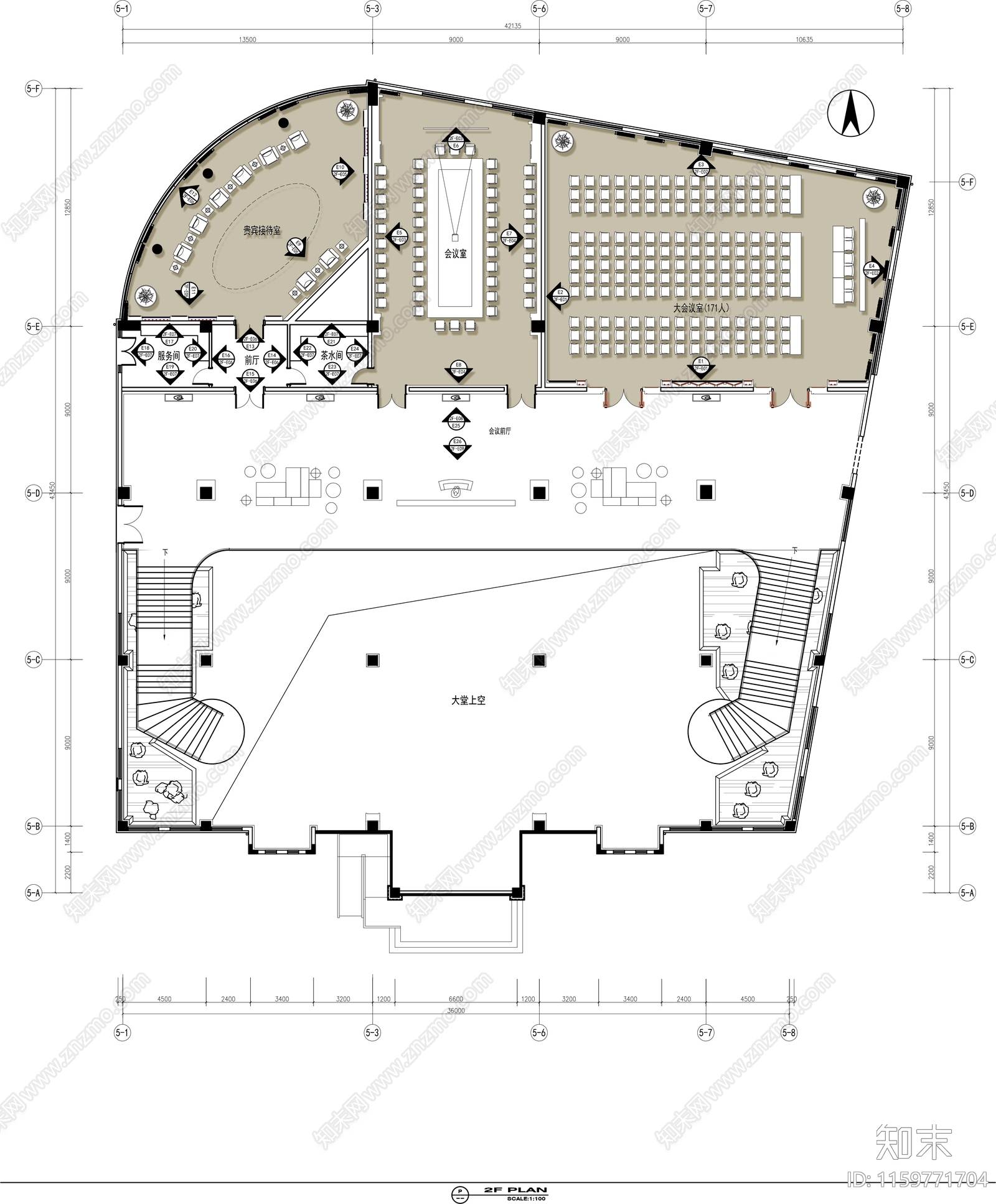 三层接待会所cad施工图下载【ID:1159771704】