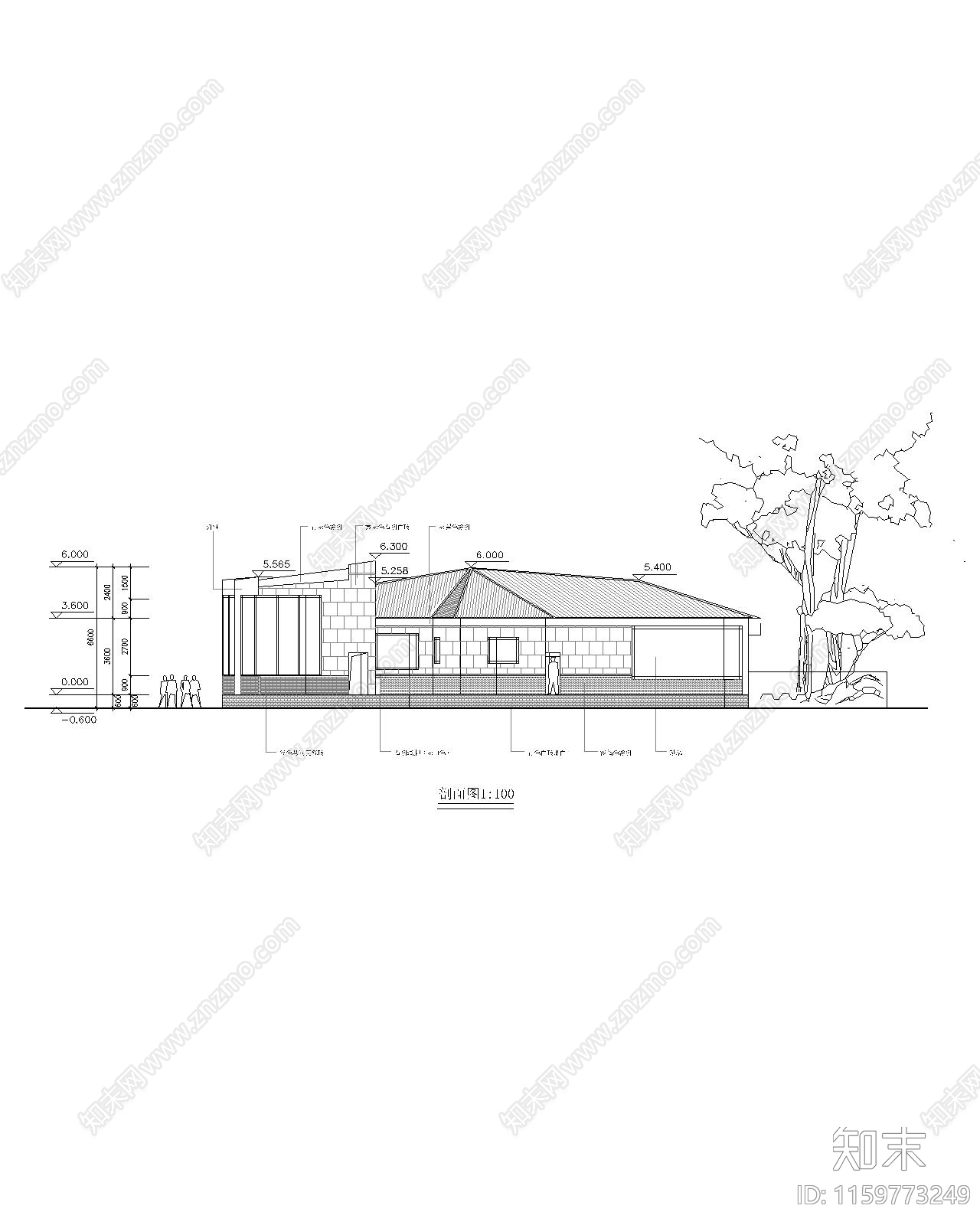 新中式茶室设计图纸cad施工图下载【ID:1159773249】