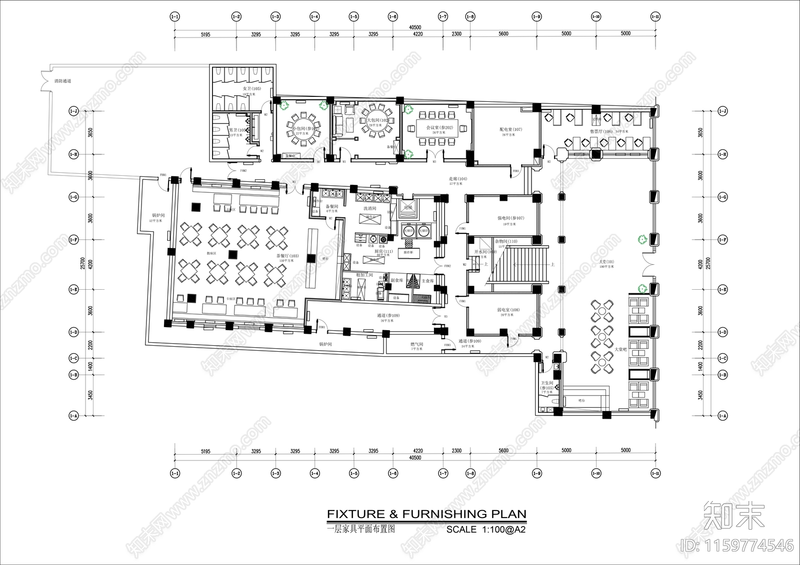 2000㎡两层北京剧院平面布局图cad施工图下载【ID:1159774546】