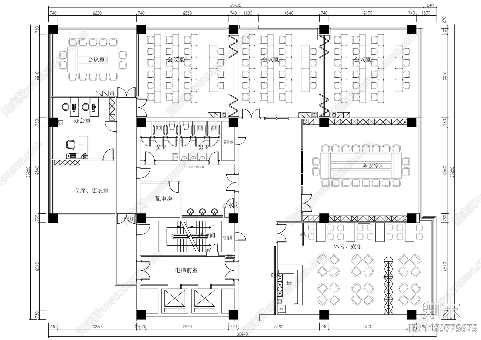 600㎡社区老年活动中心平面布局施工图下载【ID:1159775675】