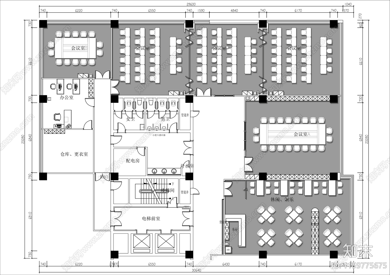 600㎡社区老年活动中心平面布局施工图下载【ID:1159775675】