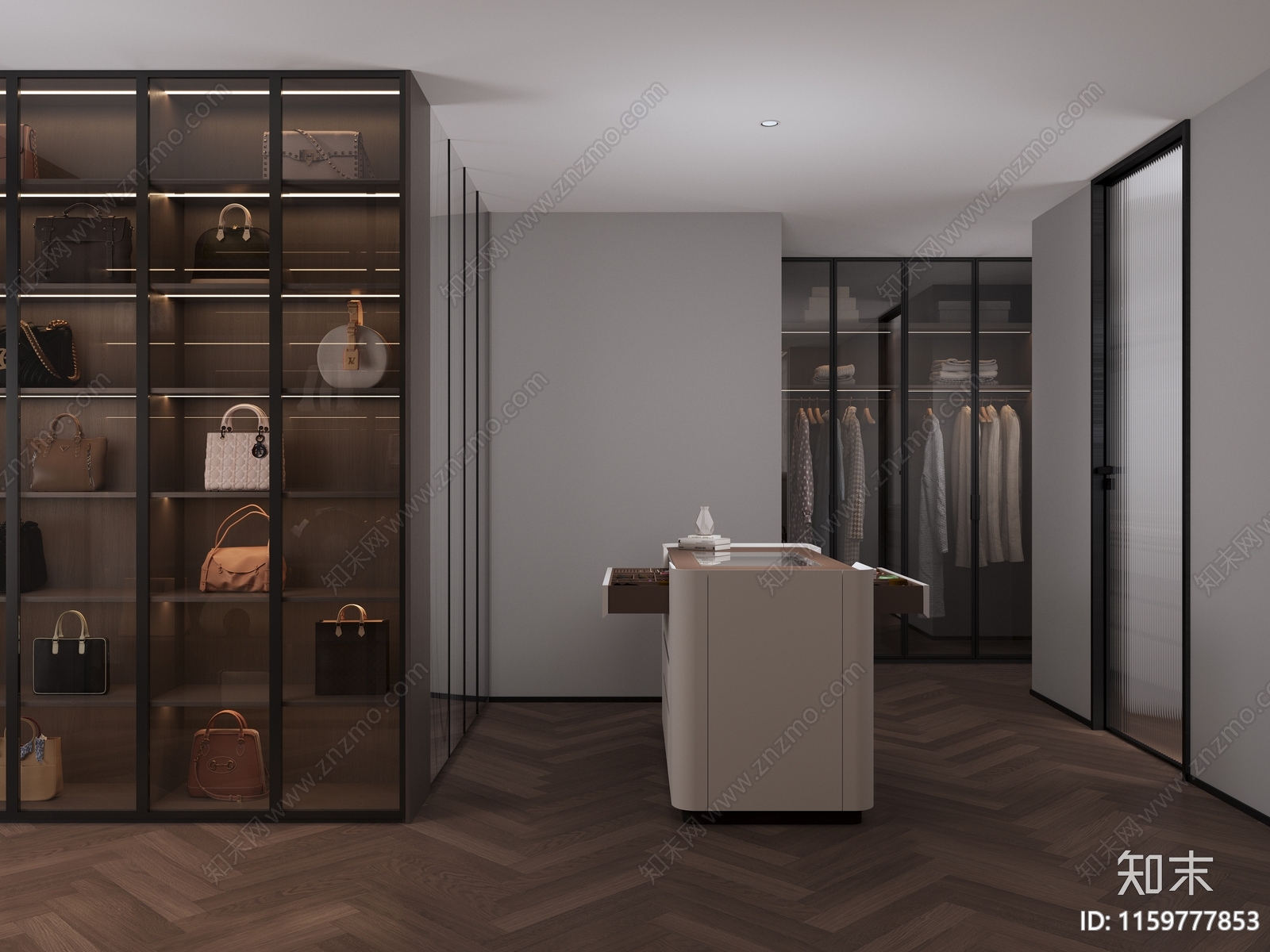 现代衣帽间3D模型下载【ID:1159777853】