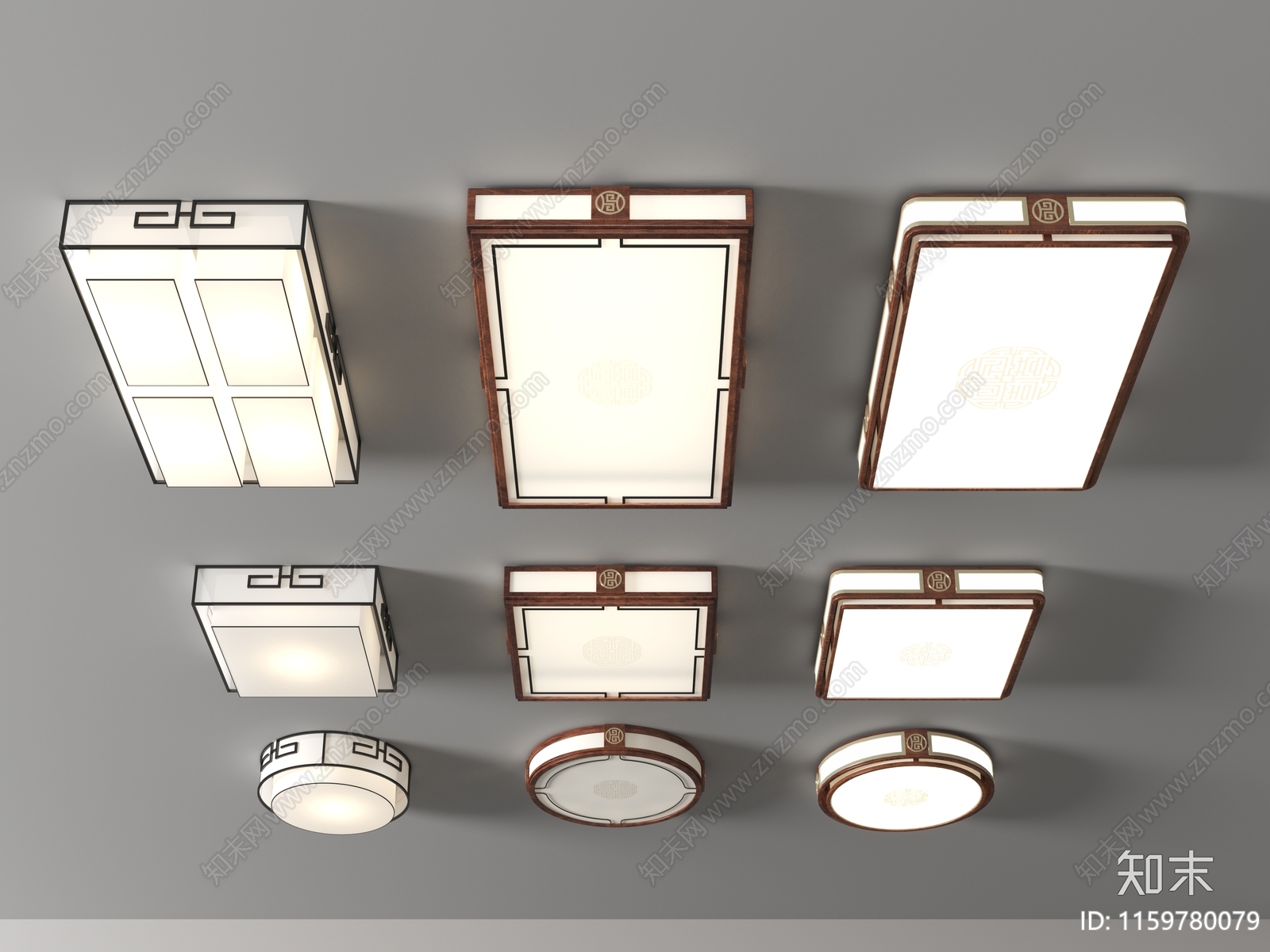 新中式吸顶灯3D模型下载【ID:1159780079】