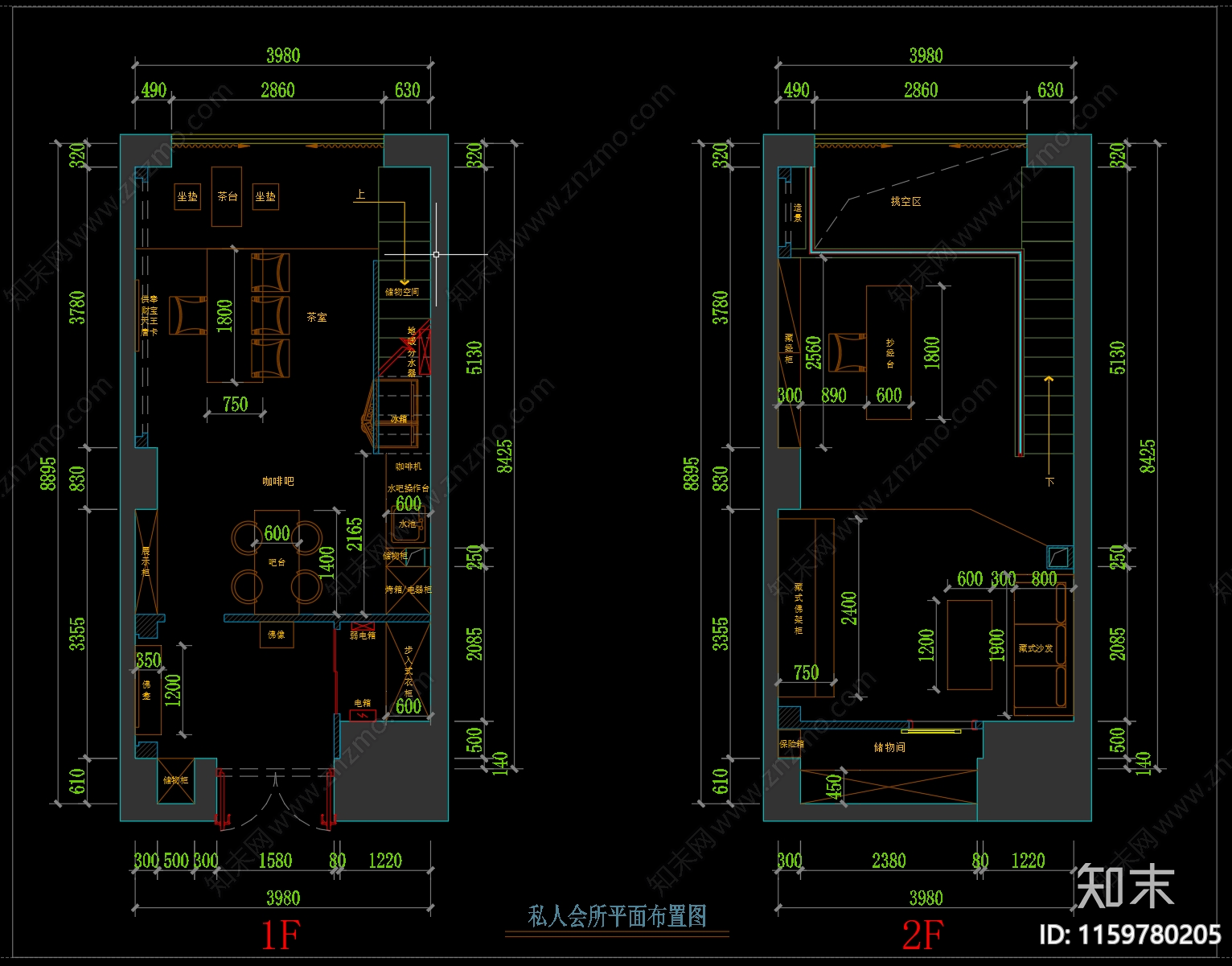 家庭私人会所设计cad施工图下载【ID:1159780205】