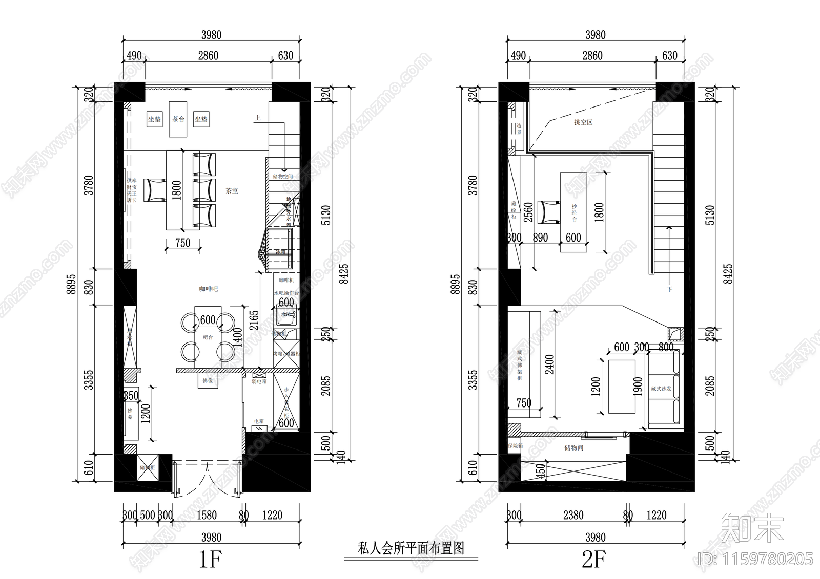 家庭私人会所设计cad施工图下载【ID:1159780205】