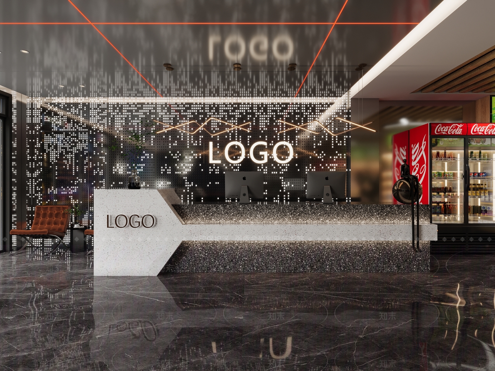 现代电竞酒店大厅3D模型下载【ID:1159781750】