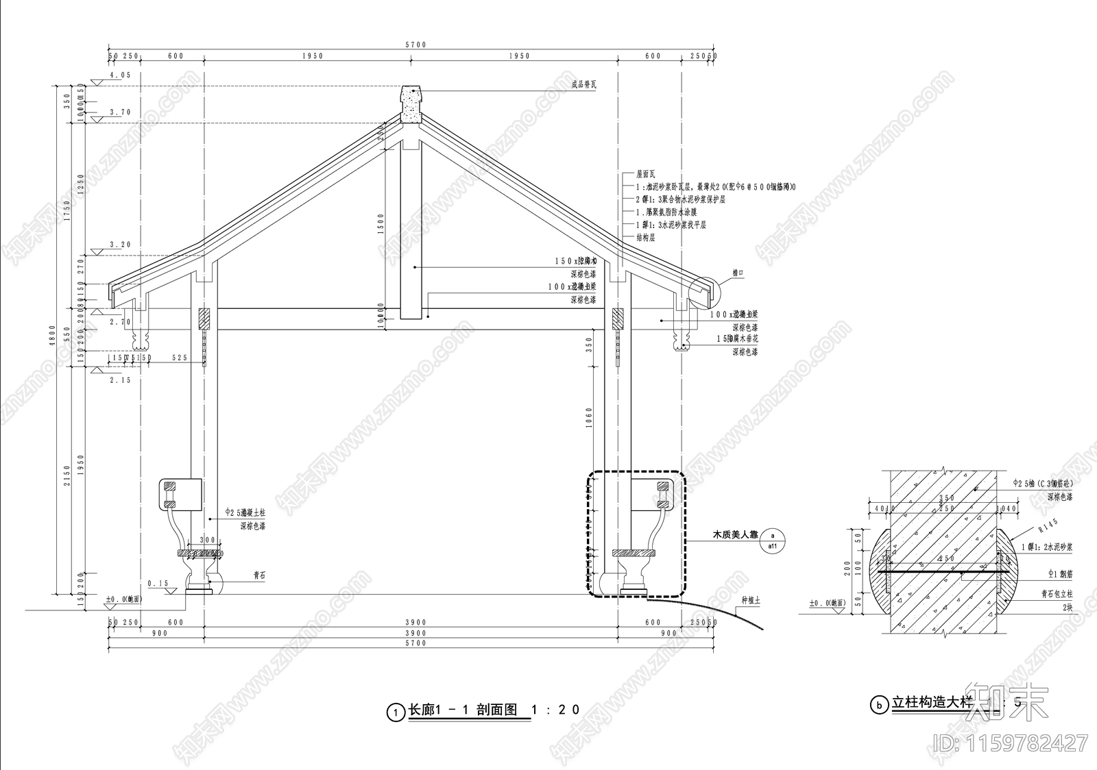 中式连廊cad施工图下载【ID:1159782427】