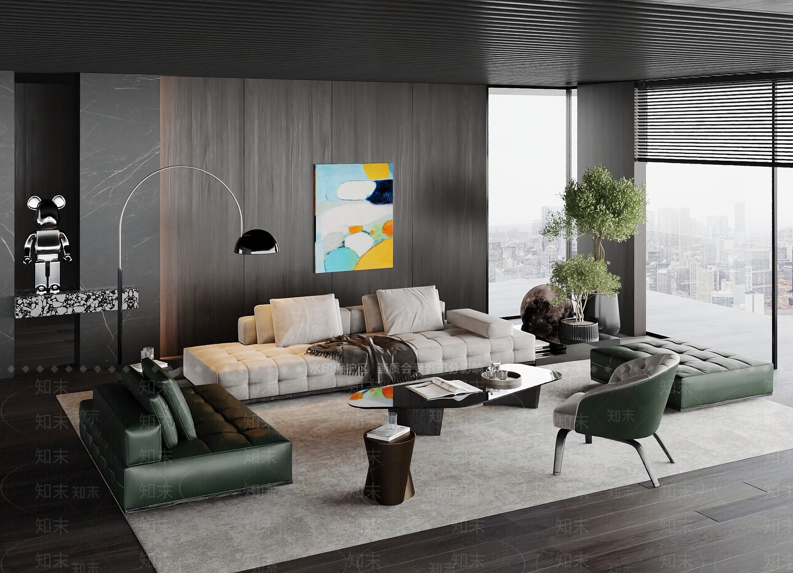 Minotti现代沙发茶几组合3D模型下载【ID:1159783898】