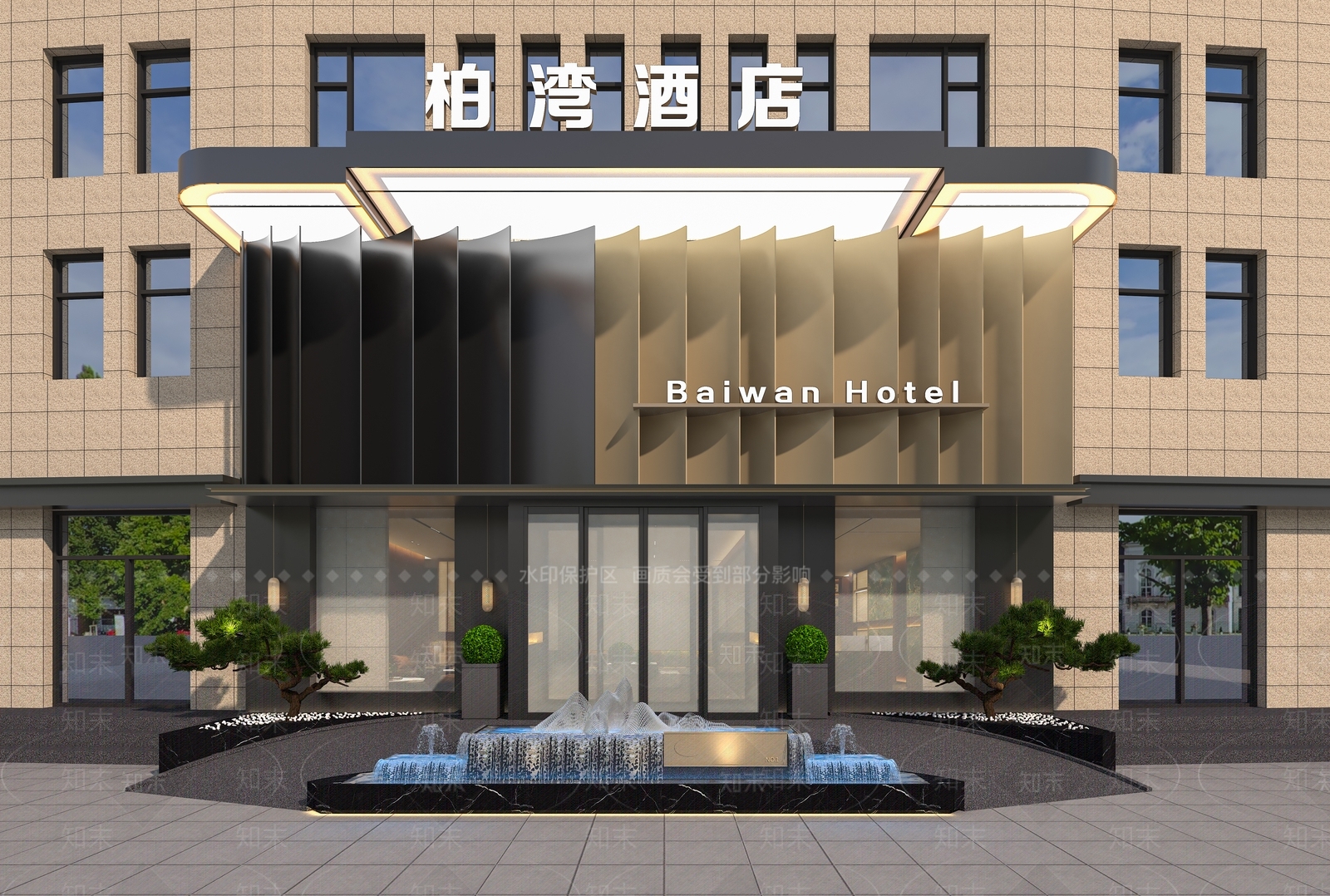 酒店门头3D模型下载【ID:1159785628】